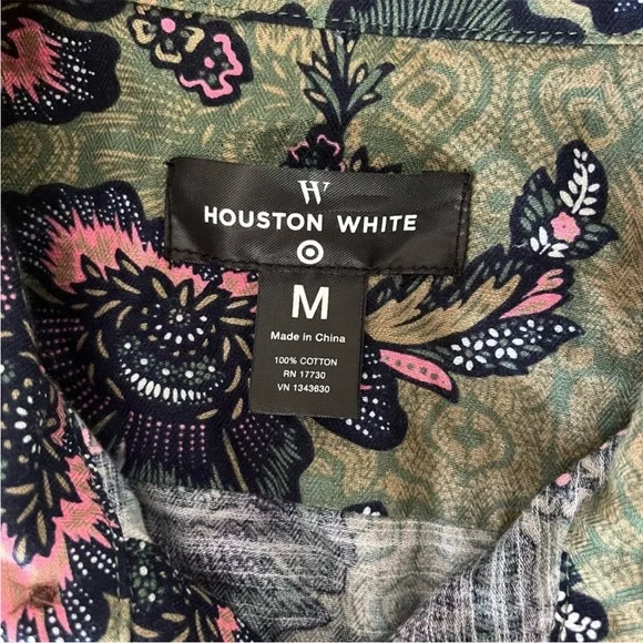 🌿 Houston White x Target Green Floral Button-Up Shirt Women’s M | Fall Retro - Picture 7 of 10